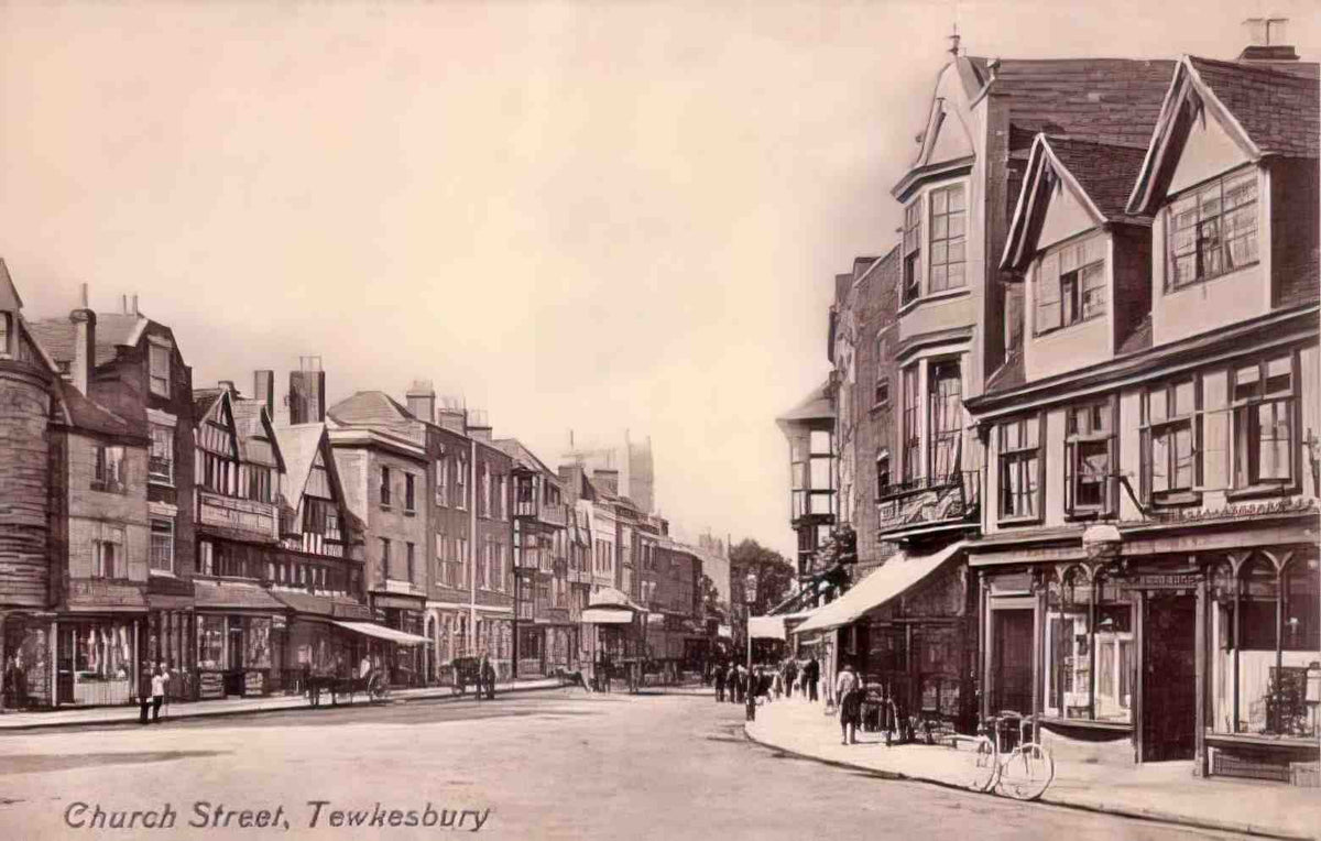 Gloucestershire Tewkesbury Church Street Vintage A4 Photo Print