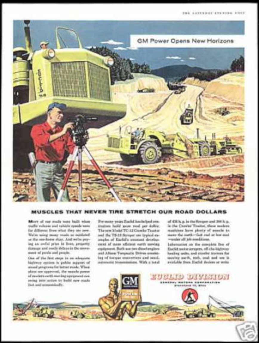 Gm Bulldozer Euclid Vintage Retro Advert Ads A4 Photo Print