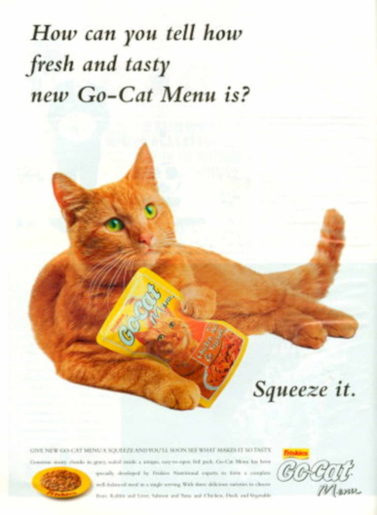 Go Cat Menu 1990s Vintage Retro Advert
