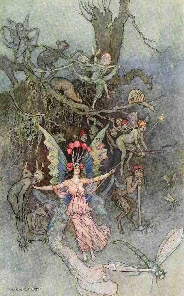 Goble Warwick Book Of Fairy Poetry 1920 Y Do Get Away Down Underground A4 Photo Print