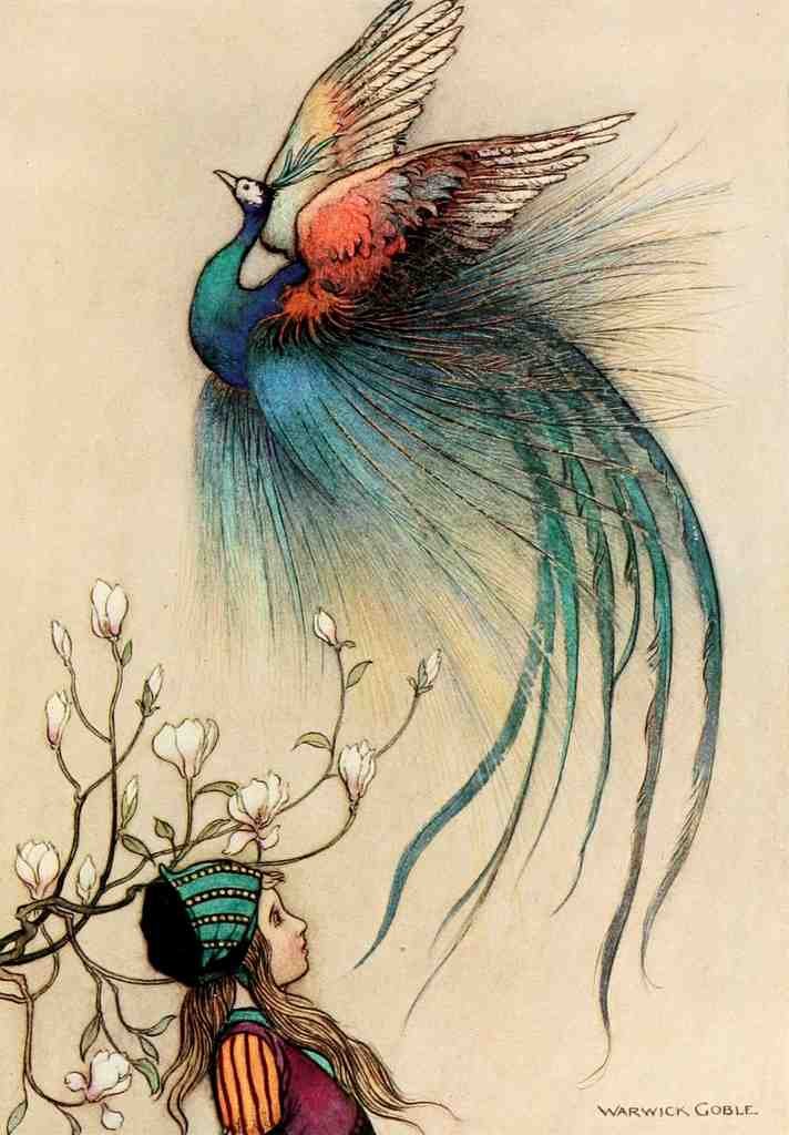 Goble Warwick Fairy Book 1913 Out Of Fire Flew A Beautiful Bird A4 Photo Print