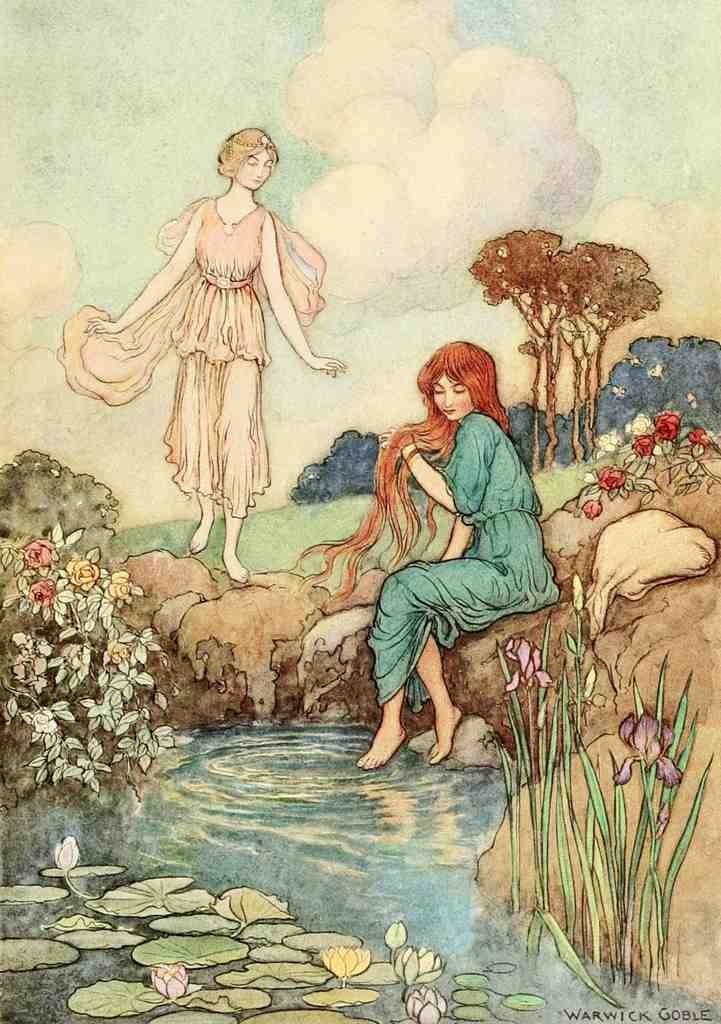 Goble Warwick Fairy Book 1913 She Let Her Hair Fall Loose A4 Photo Print