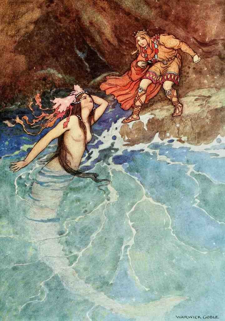 Goble Warwick Fairy Book 1913 Surprised By Appearance Of A Mermaid A4 Photo Print