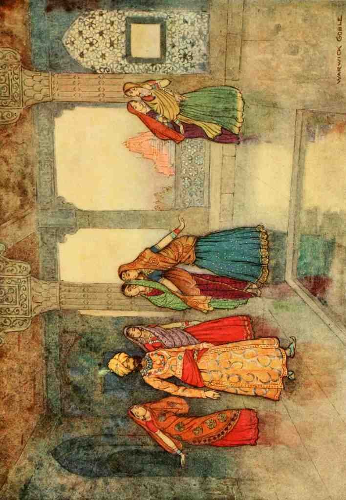 Goble Warwick Folk Tales Of Bengal 1912 Six Queens Comforted Him A4 Photo Print