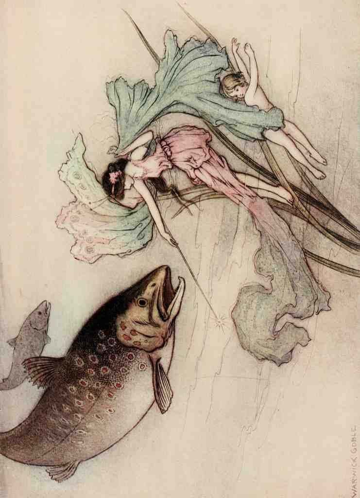 Goble Warwick Water Babies 1909 A Great Trout Rushed Out On Tom A4 Photo Print