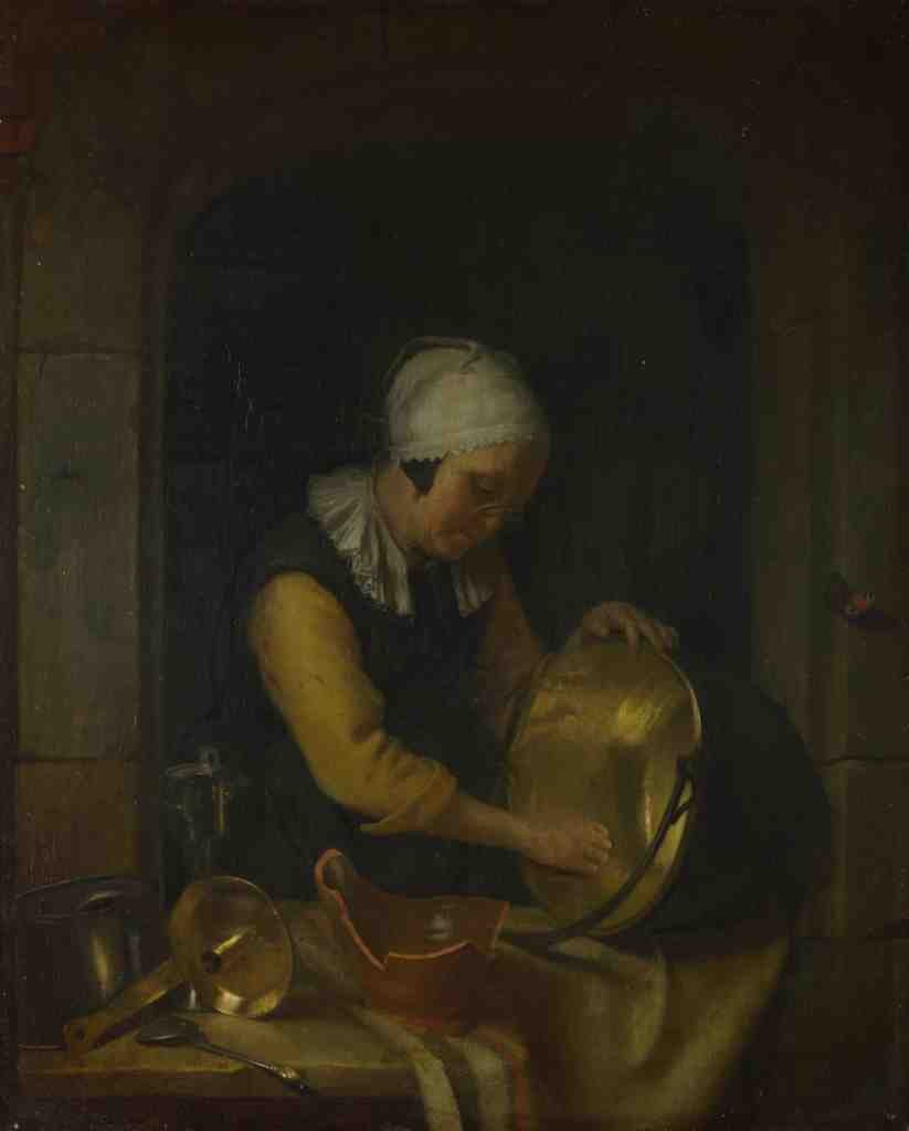 Godfried Schalcken An Old Woman scouring a Pot A4 Photo Print