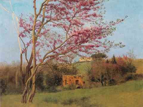 Godward Landscape Blossoming Red Almond A4 Photo Print