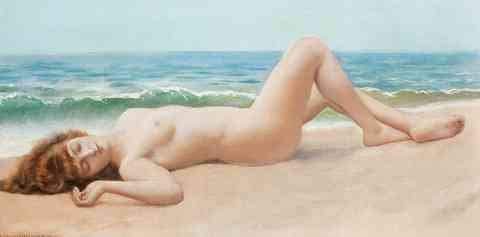 Godward Nu Sur La Plage A4 Photo Print