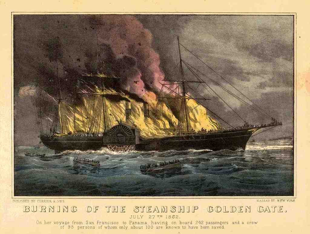 Gold Gate Ship Vintage A4 Photo Print