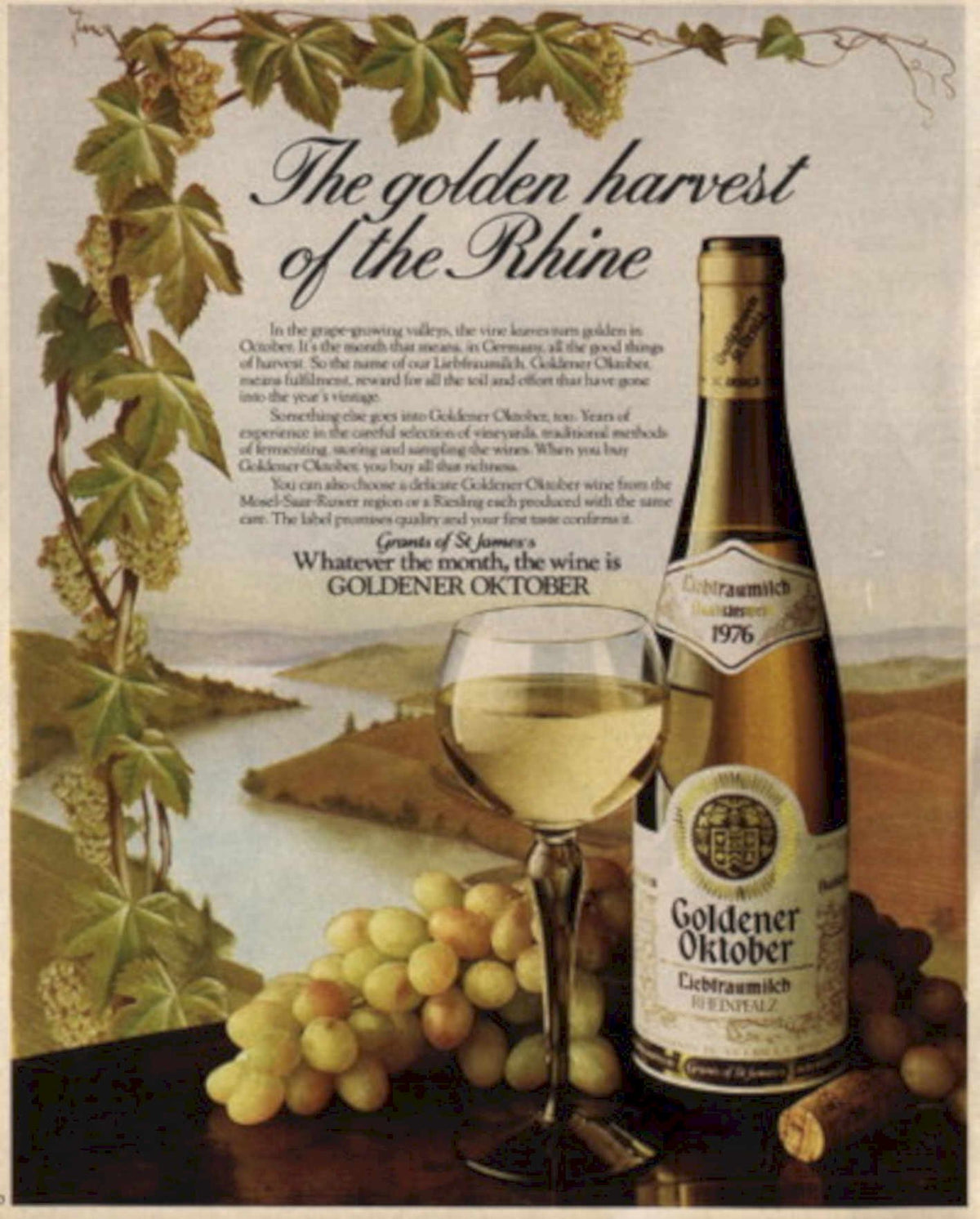 Golden October Riesling 1980s Vintage Retro Advert