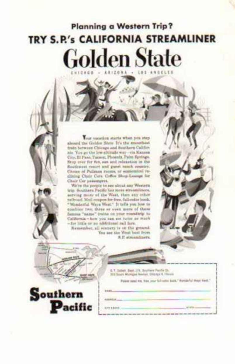 Golden State Streamliner Vintage Retro Advert Ads A4 Photo Print