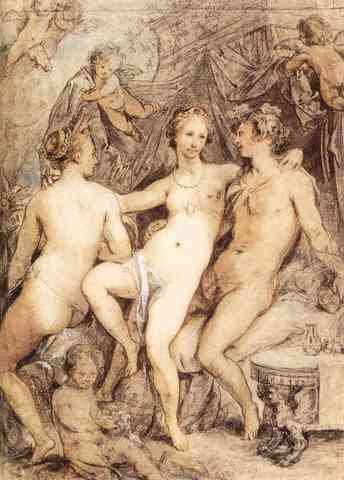 Goltzius Hendrick Venus Between Ceres And Bacchus A4 Photo Print
