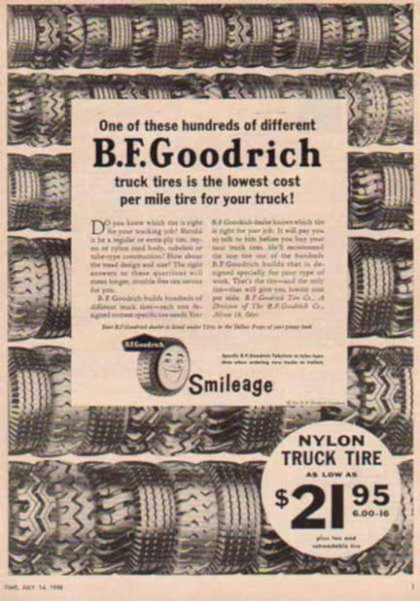 Goodrich Tires Smileage Vintage Retro Advert Ads A4 Photo Print