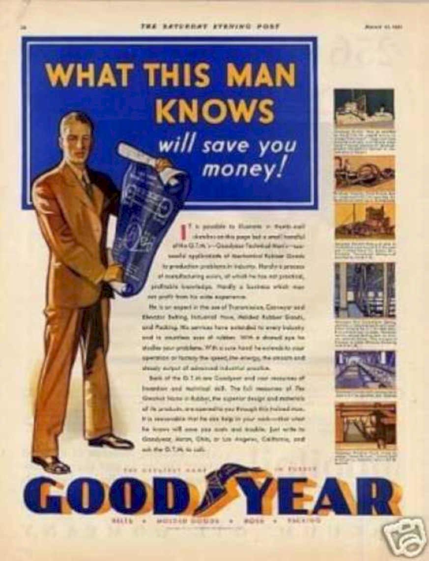 Goodyear Elevator Blueprint Vintage Retro Advert Ads A4 Photo Print