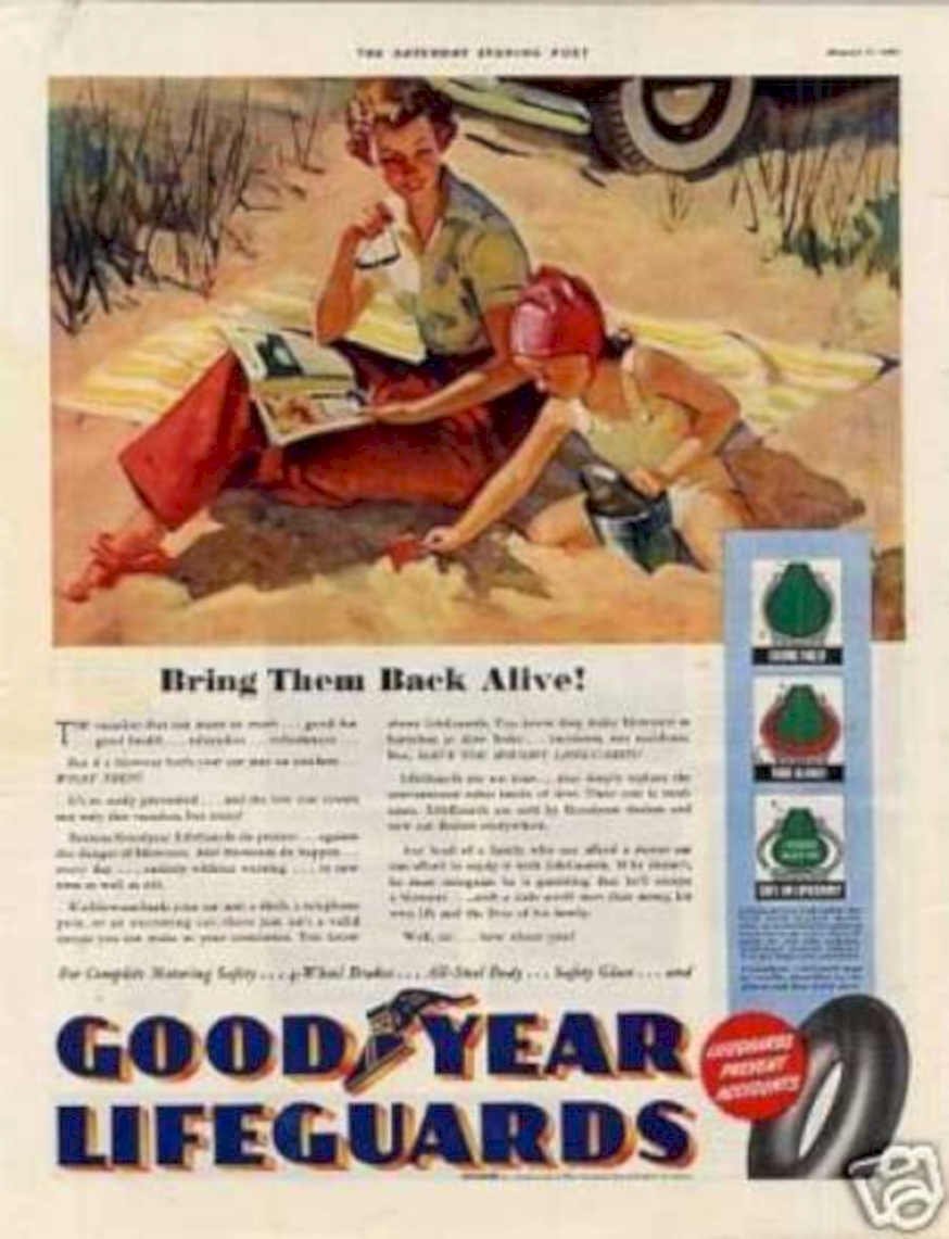 Goodyear Lifeguards Beach Vintage Retro Advert Ads A4 Photo Print