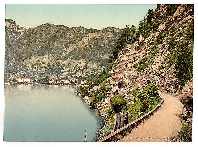 Gothard Tunnel and Axenstrasse Lake Lucerne Vintage A4 Photo Print