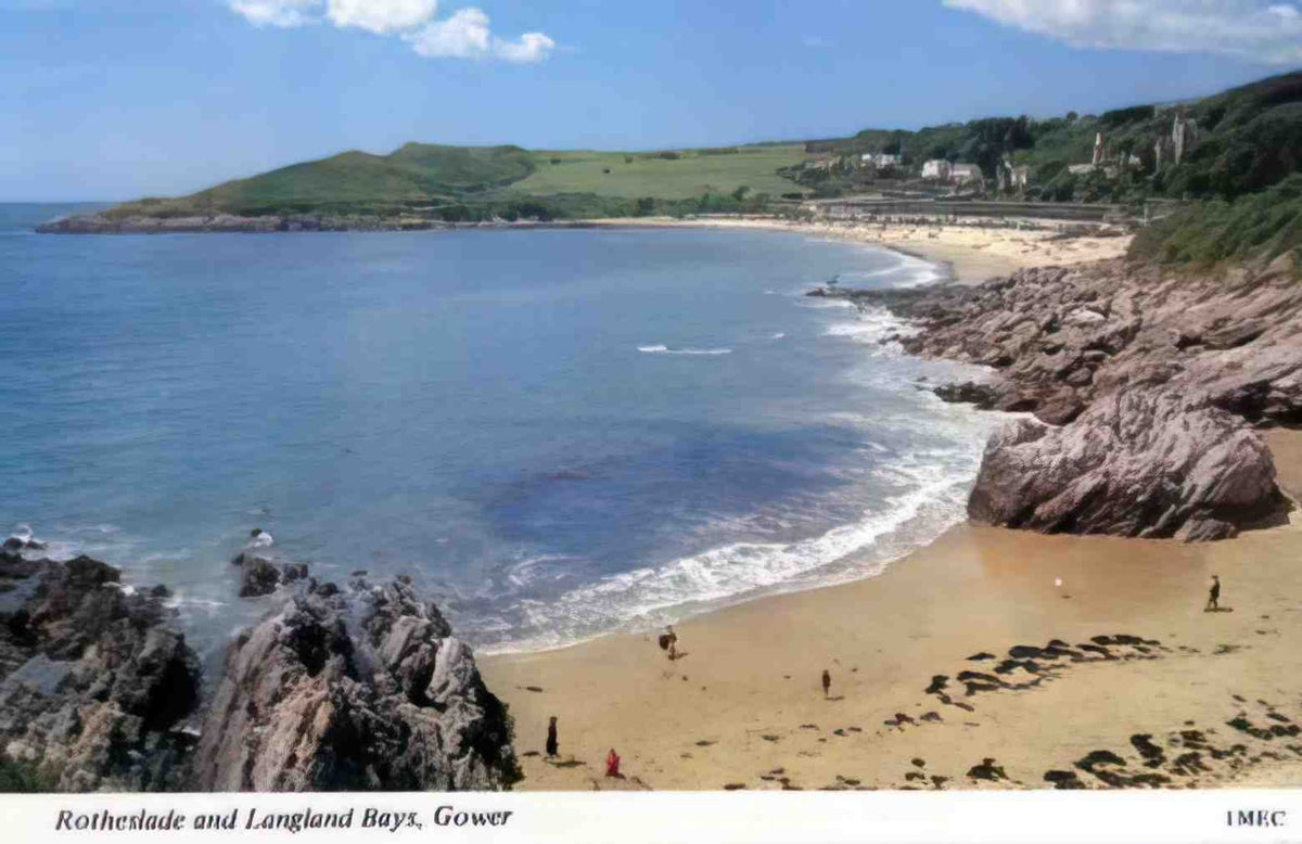 Gower Rotheslade and Langland Bays Vintage A4 Photo Print