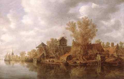 Goyen Jan van Village at the River A4 Photo Print