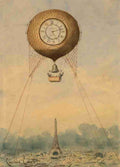 Grávis Camille Balloon with clock face over Eiffel Tower c1880 1900 A4 Photo Print
