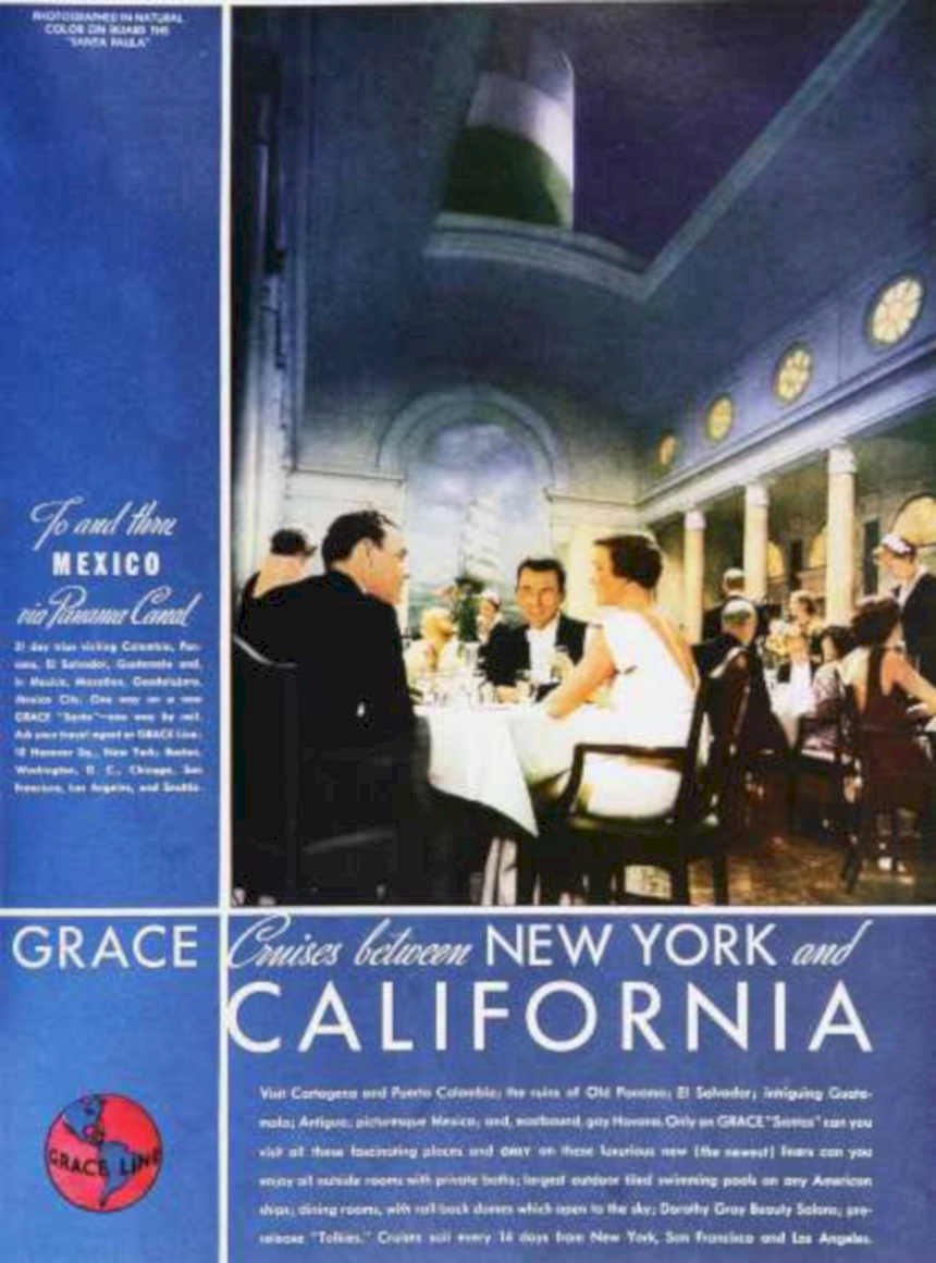 Grace Cruises Dining Vintage Retro Advert Ads A4 Photo Print