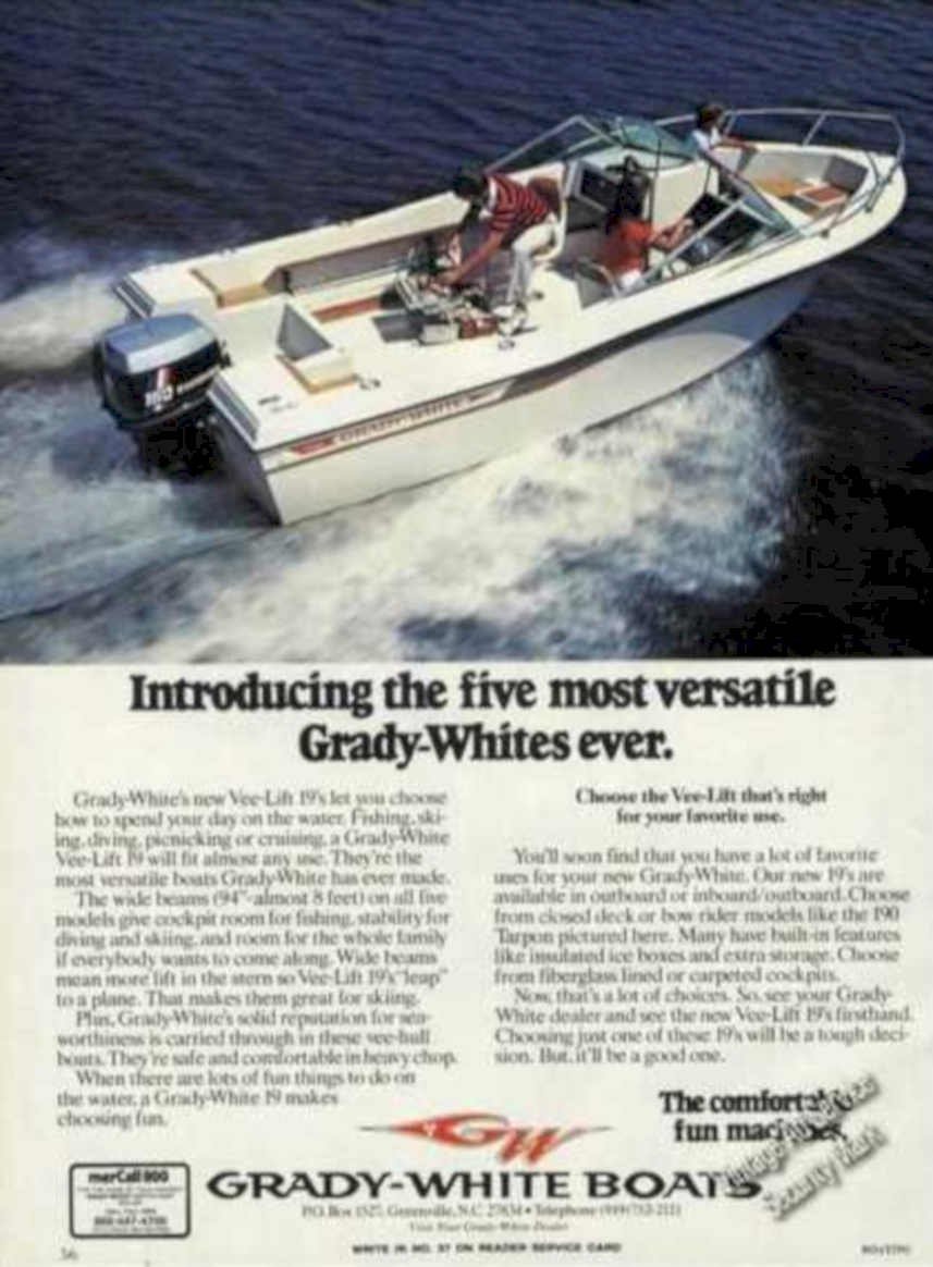Grady White Speedboat Vintage Retro Advert Ads A4 Photo Print