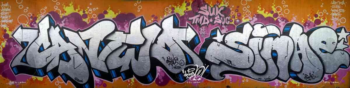 Graffiti Murals Street Art 0089 06 C2Sinae silver A4 Photo Print