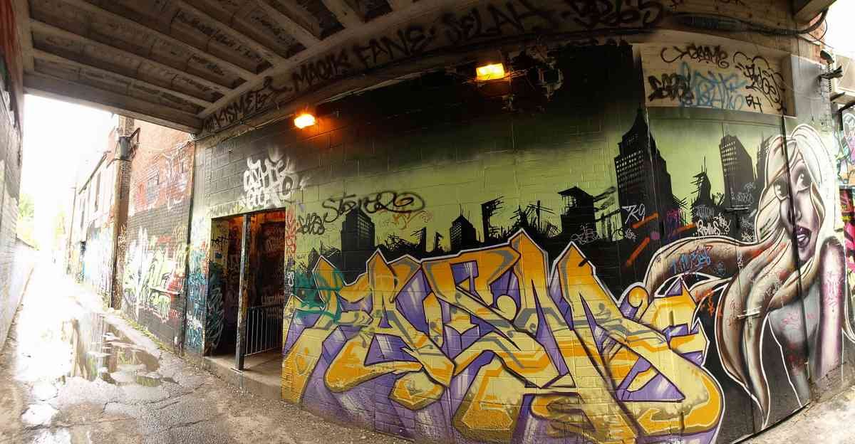 Graffiti Murals Street Art 0410 pano0534 A4 Photo Print