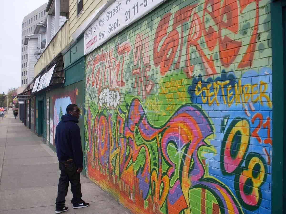 Graffiti Murals Street Art 202 men close on wall art A4 Photo Print