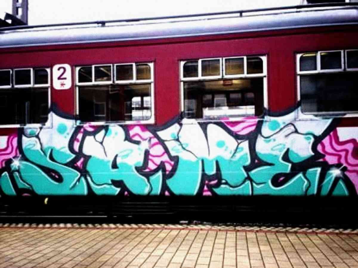 Graffiti Murals Street Art 257 same belgium graffiti train A4 Photo Print