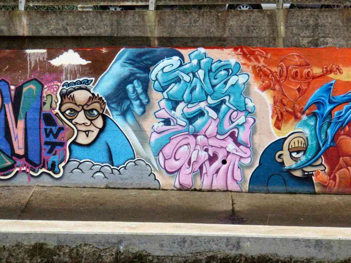 Graffiti Murals Street Art 821 hand knife A4 Photo Print