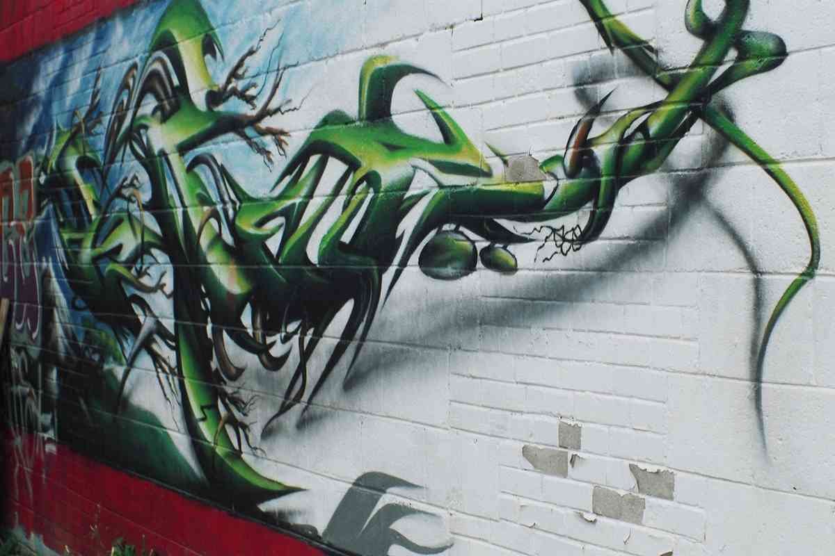 Graffiti Murals Street Art 849 Dragon Graffiti by katchia A4 Photo Print