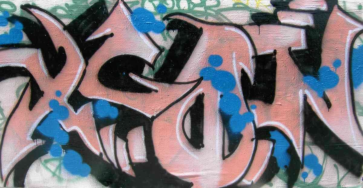 Graffiti Murals Street Art 854 Graffiti   pink and blue A4 Photo Print