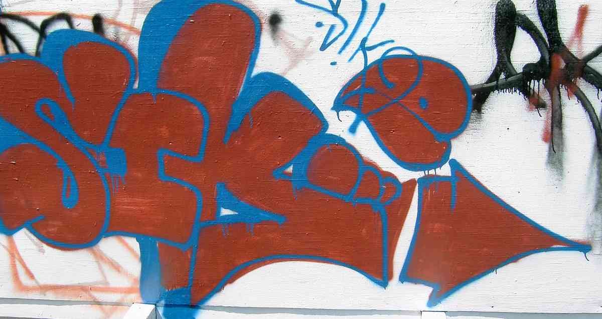Graffiti Murals Street Art 855 graffiti   red and blue A4 Photo Print