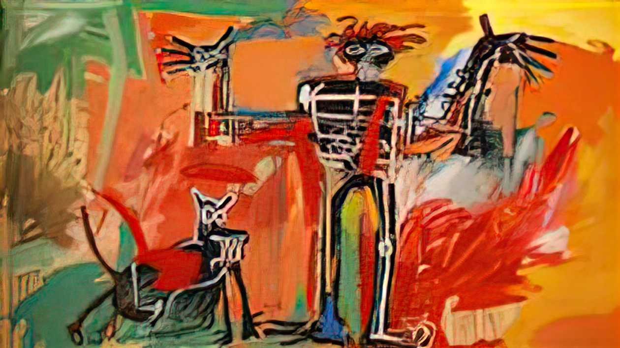Graffiti Street Art boy and dog in a johnnypump A4 Photo Print