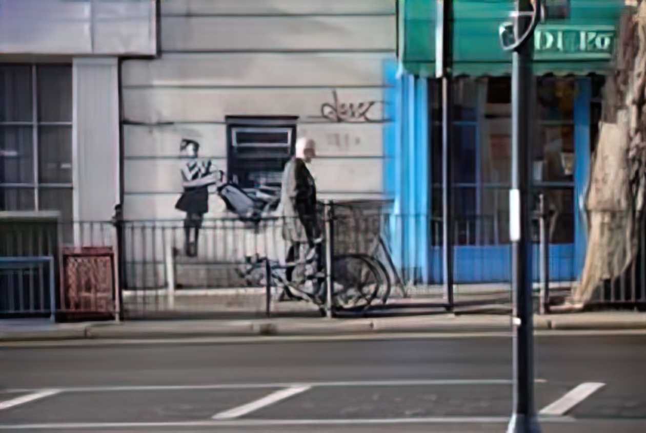 Graffiti Street Art girl seized by an atm 2008 A4 Photo Print