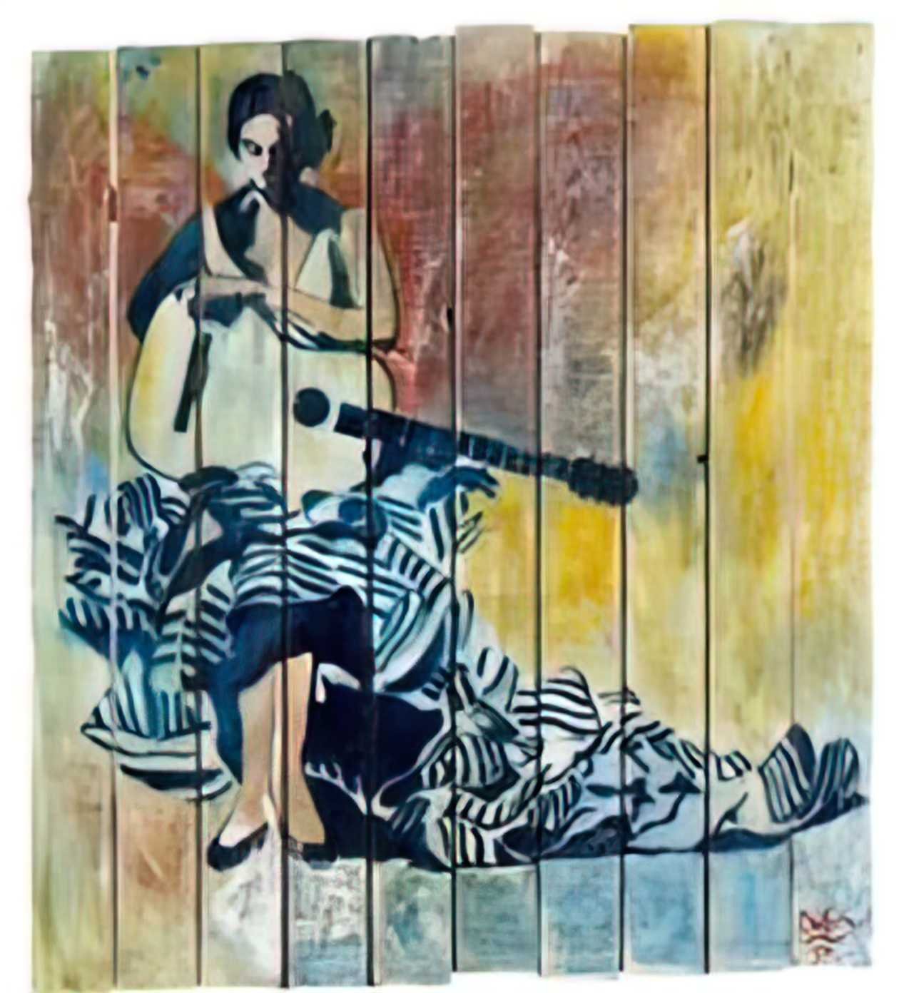 Graffiti Street Art la gitane a la guitare 1990 A4 Photo Print
