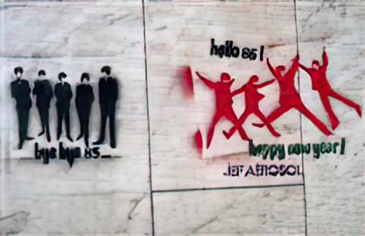 Graffiti Street Art new year greetings 1986 A4 Photo Print