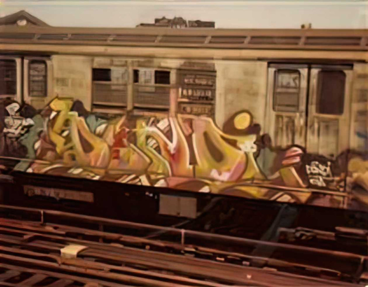 Graffiti Street Art piece on a r22 subway train new york 1979 A4 Photo Print