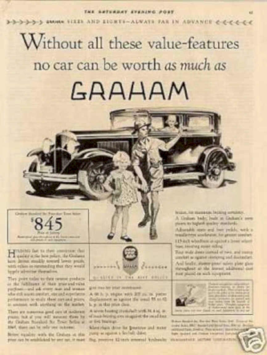 Graham Automobile 845 Vintage Retro Advert Ads A4 Photo Print