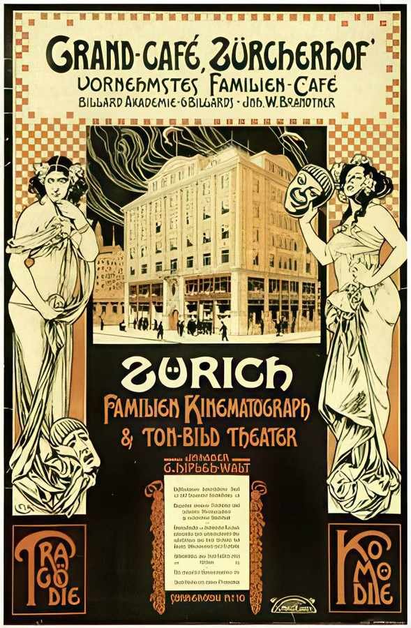 Grand Cafe Zuric Vintage Advert A4 Photo Print