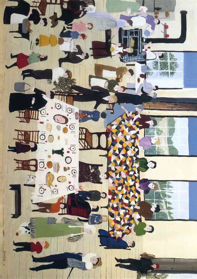 Grandma Moses the quilting bee A4 Photo Print