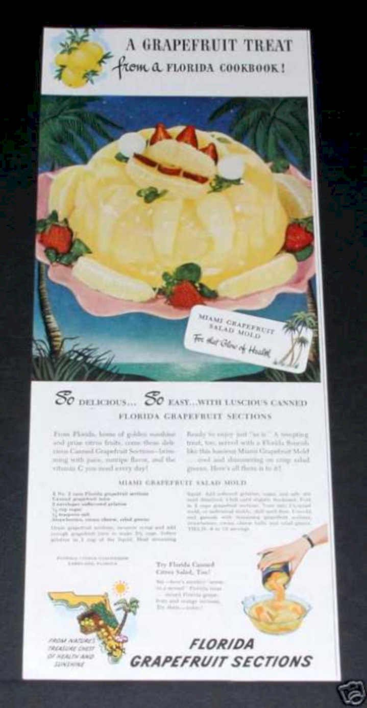 Grapefruit Sections Recipe Vintage Retro Advert Ads A4 Photo Print