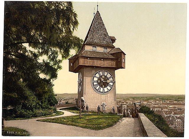 Graz the clock Styria Vintage A4 Photo Print