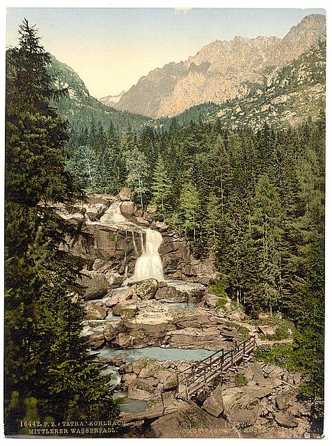 Great Kohlbach Middle Waterfall Tatra Vintage A4 Photo Print