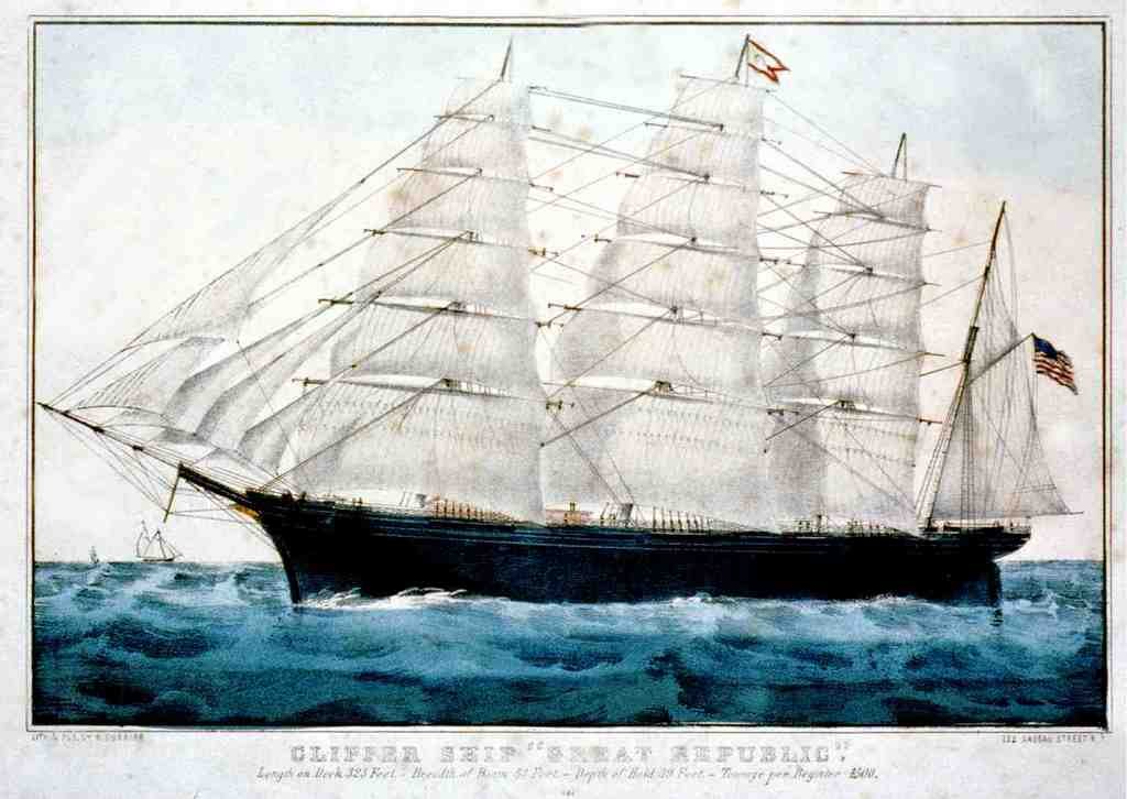 Great Republic 3 Ship Vintage A4 Photo Print