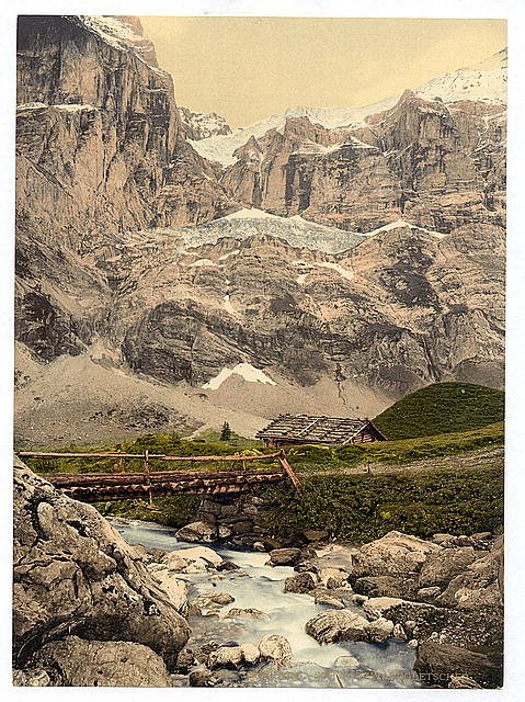 Great Scheidegg and glacier Bernese Oberland Vintage A4 Photo Print