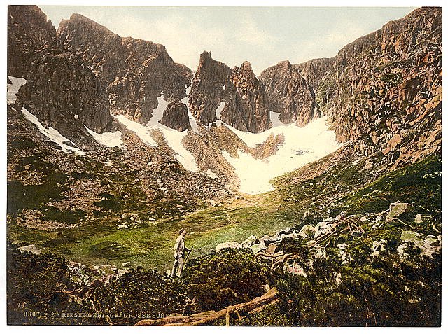 Great snow pit from below Riesengebirge Vintage A4 Photo Print