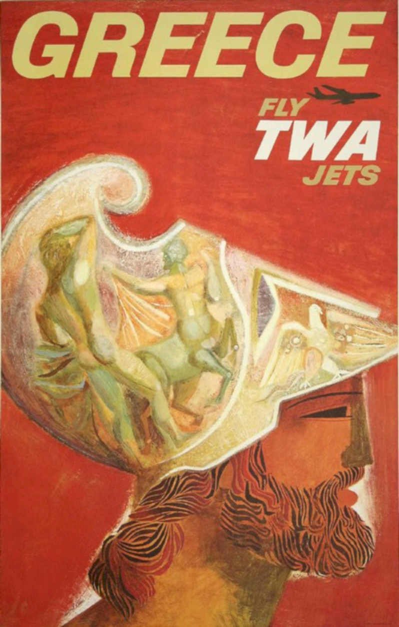 Greece Twa Jets Vintage Retro Advert Poster A4 Photo Print
