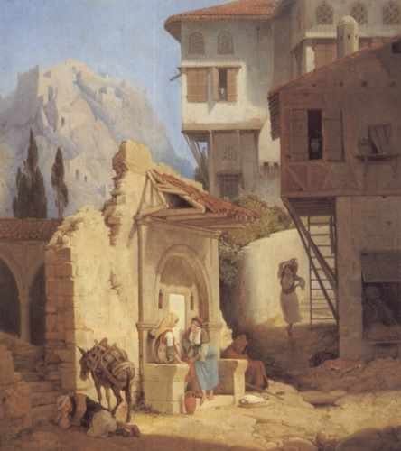 Greek Peasant Women By A Well A4 Photo Print