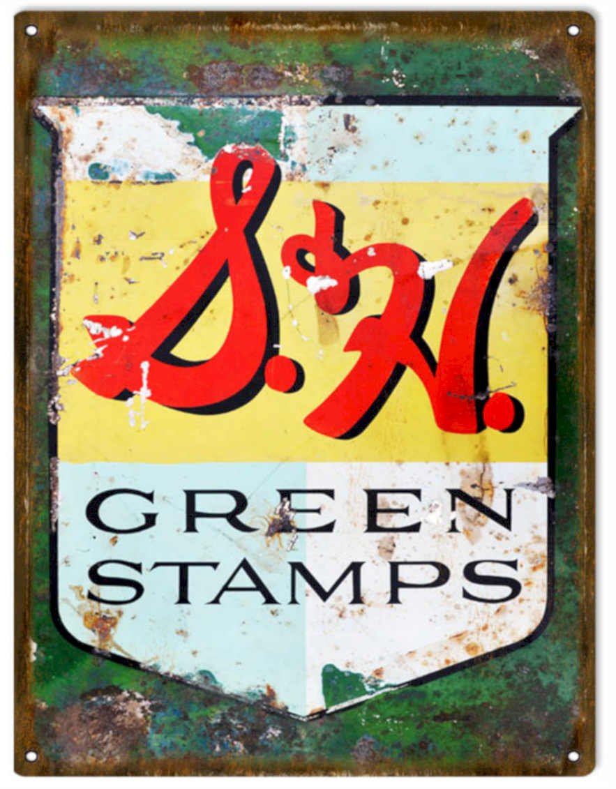 Green Stamps Shield Vintage Retro Advert Ads A4 Photo Print